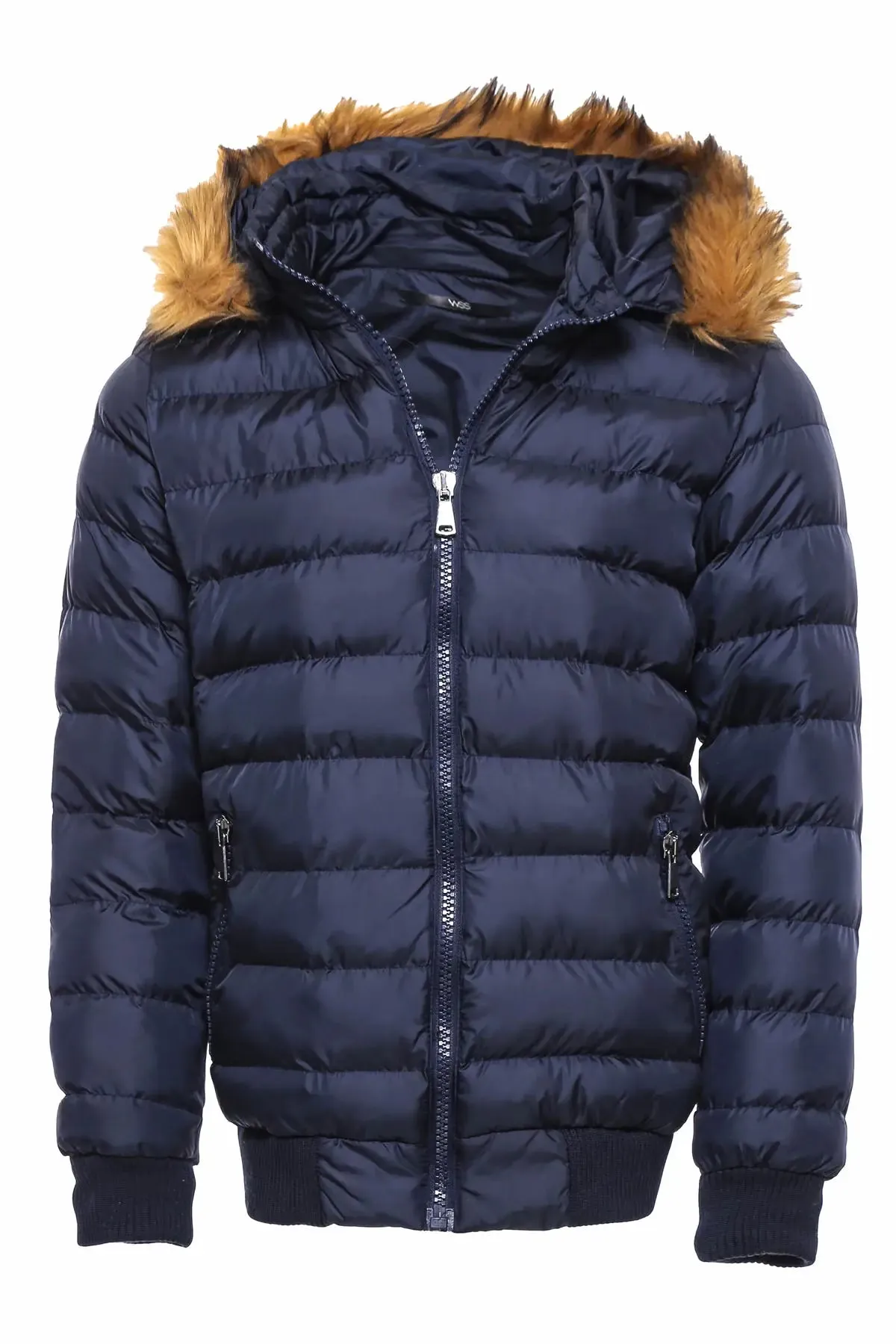 Navy Blue Hooded Men'S Down Coat