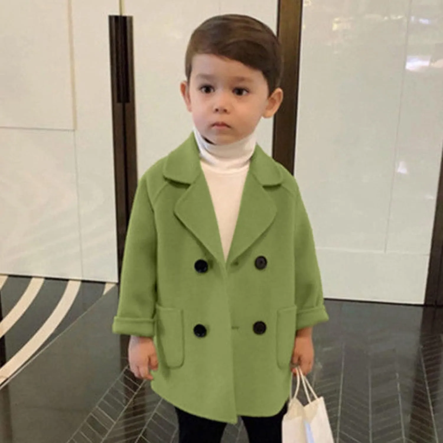 Padded Jacket Kids Toddler Kids Baby Girls Boys Plaid Solid Coat Elegant Notched Collar Double 5t Winter Coat Boys