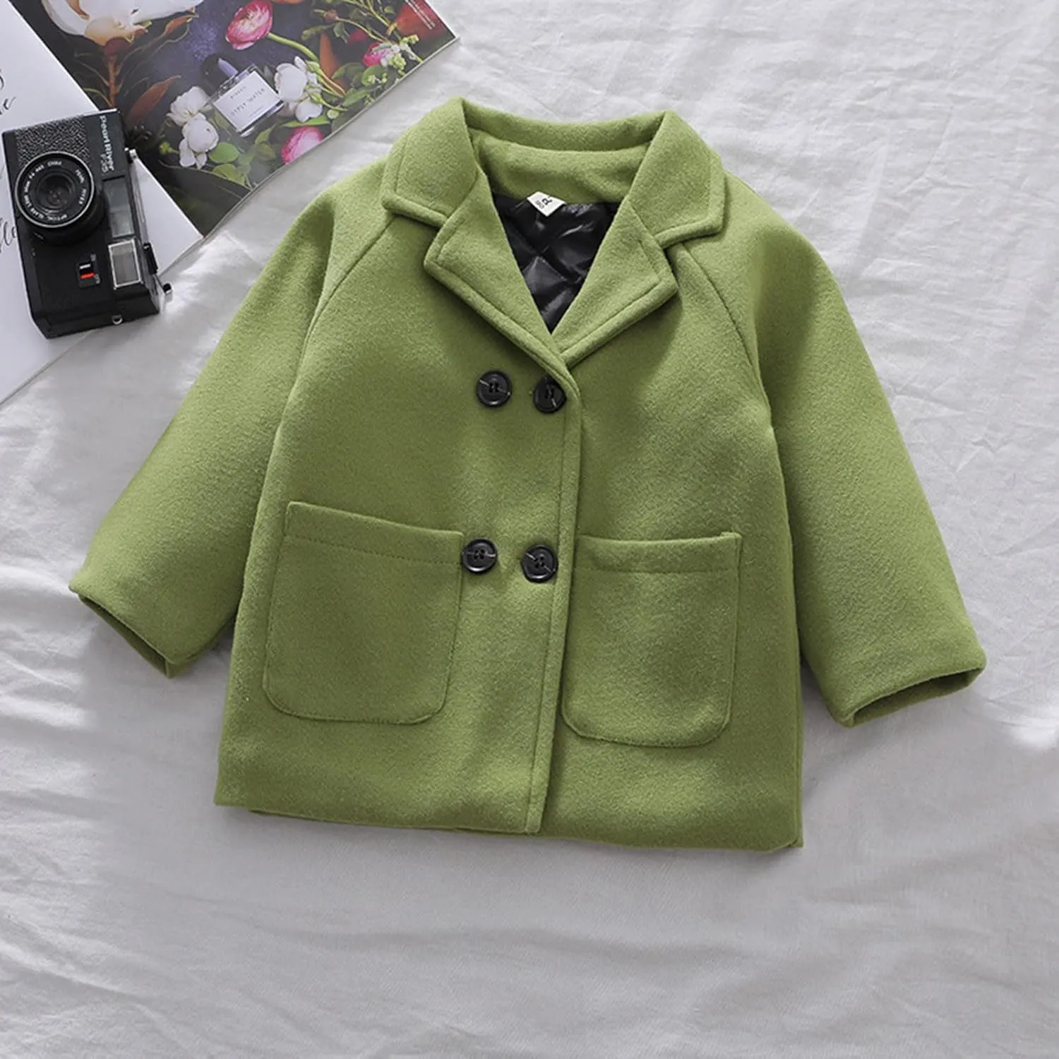 Padded Jacket Kids Toddler Kids Baby Girls Boys Plaid Solid Coat Elegant Notched Collar Double 5t Winter Coat Boys