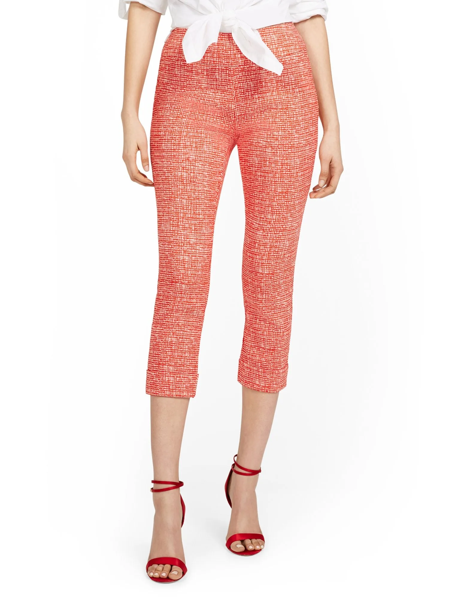Petite Whitney High-Waisted Pull-On Slim-Leg Capri Pant - Crosshatch