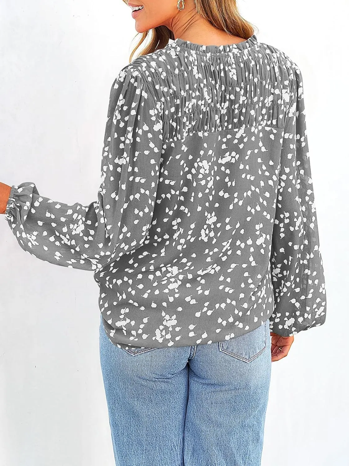 PRETTYGARDEN Womens Floral Spring Tops 2025 V Neck Long Sleeve Blouses Dressy Casual Boho Chiffon Business Work Shirts