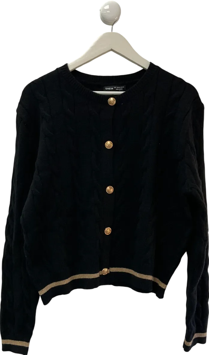 SHEIN Black Knitted Cardigan UK L
