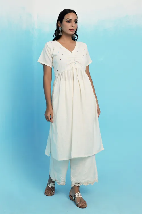 Shiuli Handwoven Muslin Cotton Kurta Set