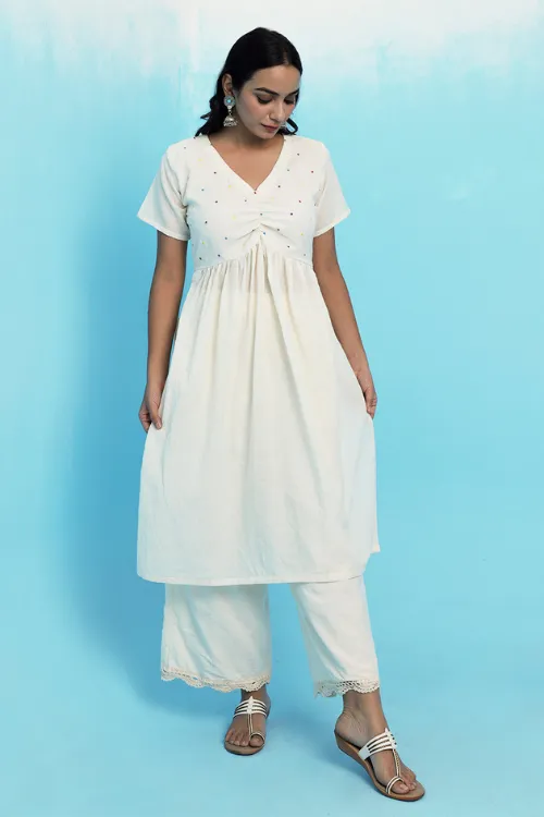 Shiuli Handwoven Muslin Cotton Kurta Set