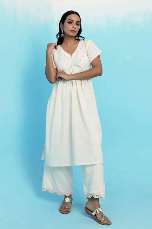 Shiuli Handwoven Muslin Cotton Kurta Set
