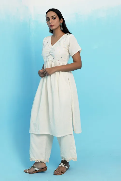 Shiuli Handwoven Muslin Cotton Kurta Set