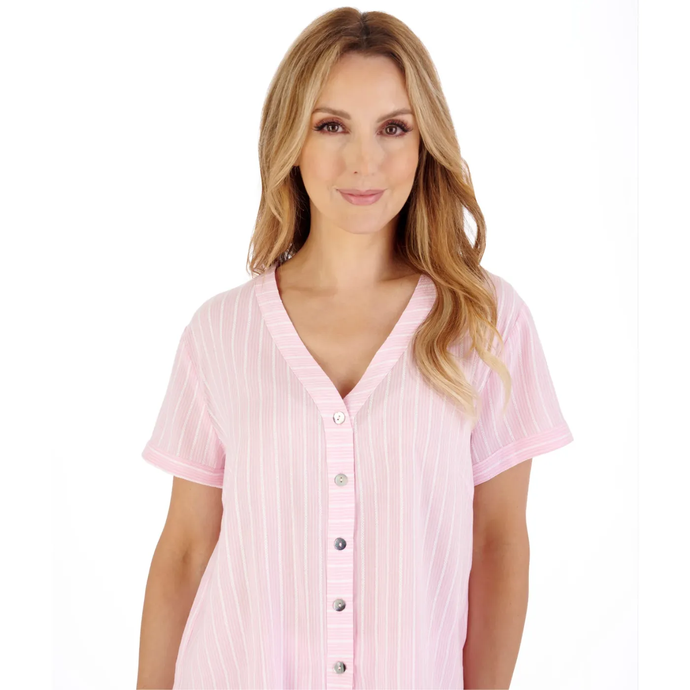 Slenderella Textured Stripe Woven Capri Leg Pyjama