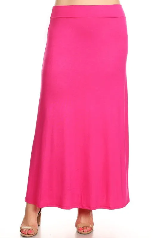 Solid High Waisted A-line Maxi Skirt | Plus Size