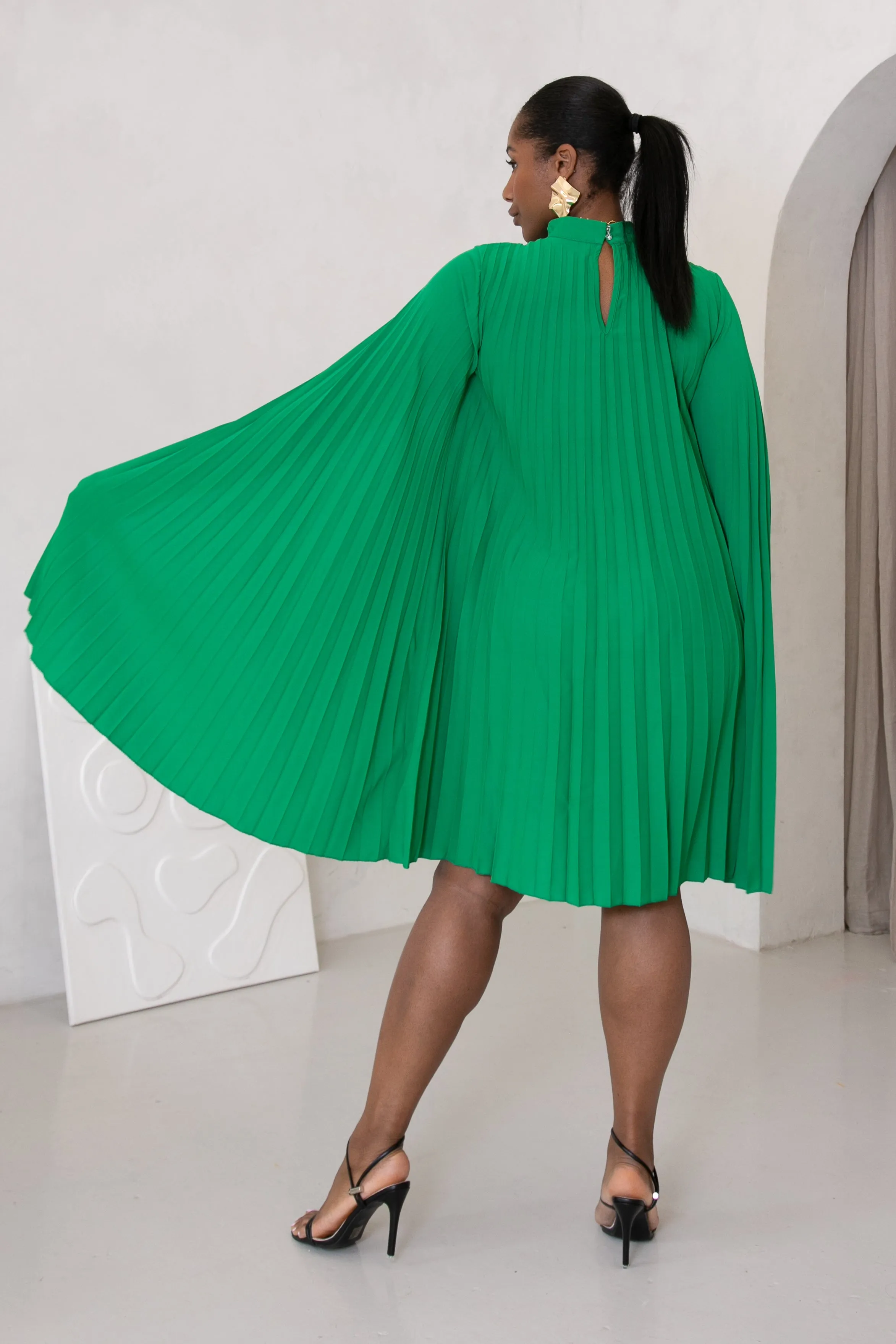 SUMMER BATWING SLEEVES DRESS - GREEN