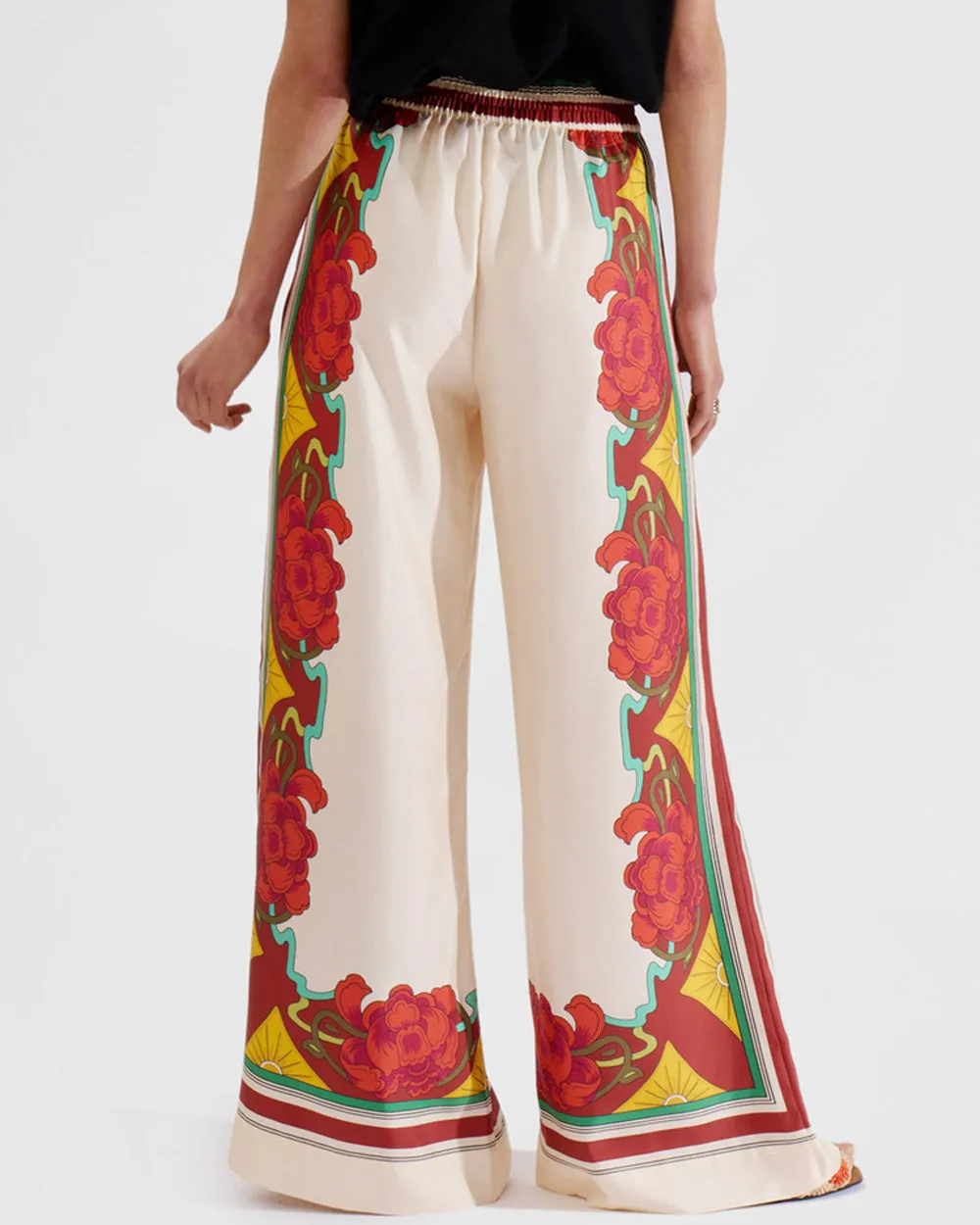 Taormina Ivory Placee Foulard Palazzo Pant