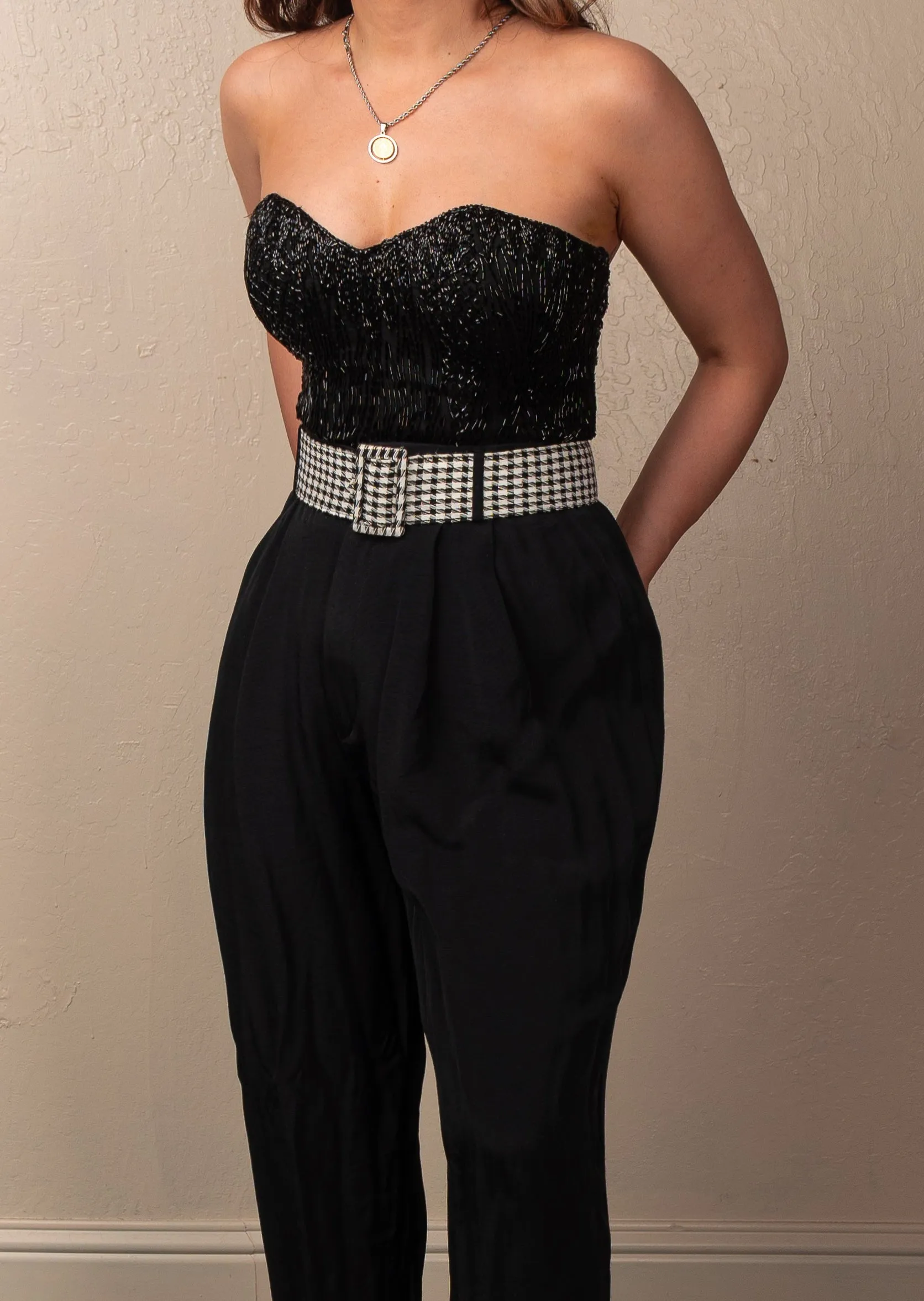 Vintage Black Belted Trousers