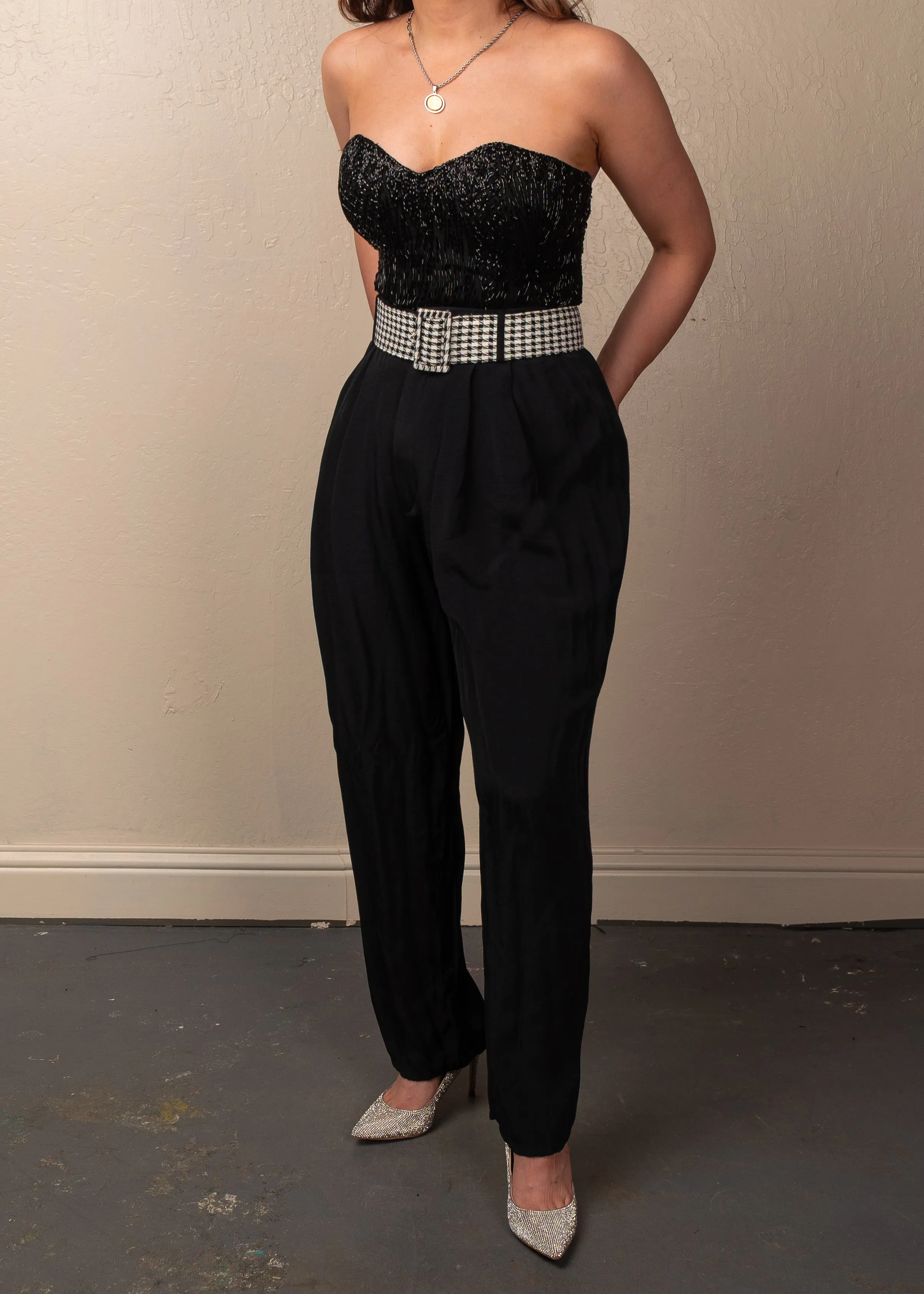 Vintage Black Belted Trousers