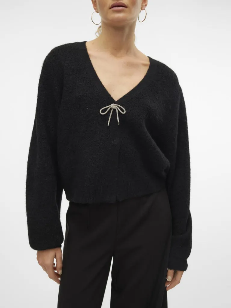 VMCAIA LS V-NECK BOW CARDIGAN GA SB5