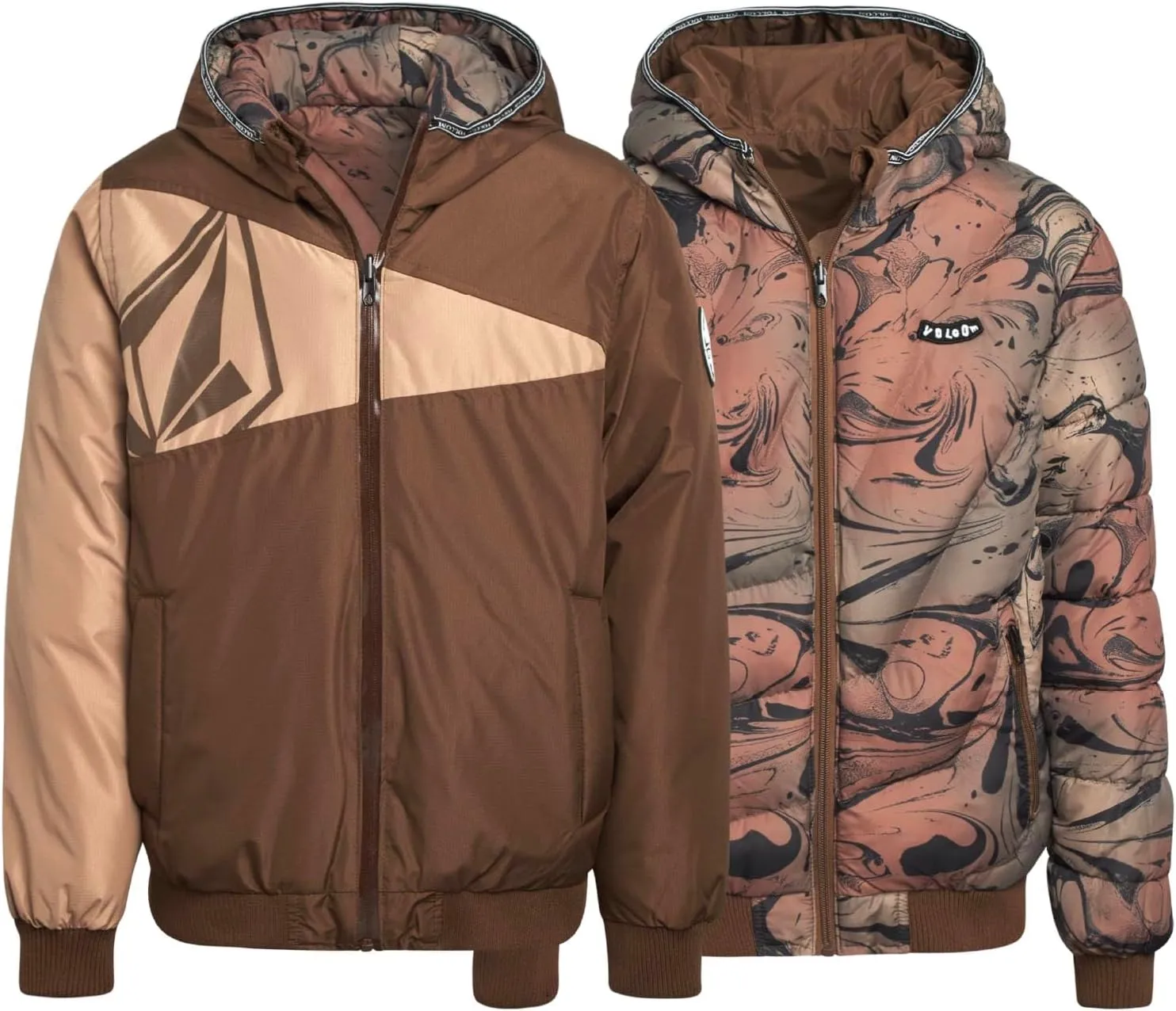Volcom Boys' Reversible Puffer Jacket - Durable Insulated Winter Jacket with Hood - Warm Outerwear Jackets for Boys (4-20)