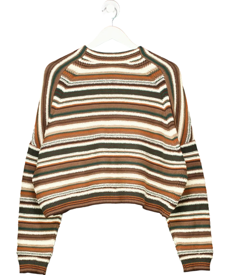 Whistles Brown Winnie Striped Knit Cardigan UK M