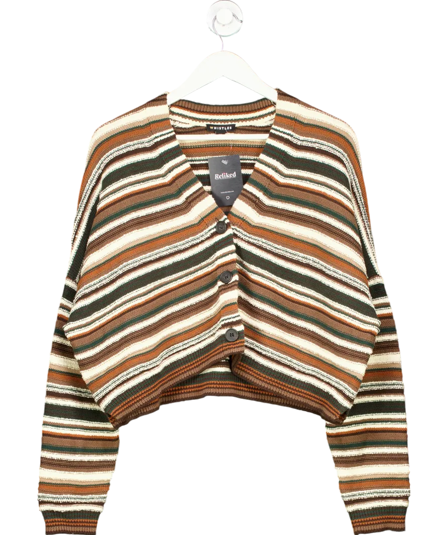Whistles Brown Winnie Striped Knit Cardigan UK M