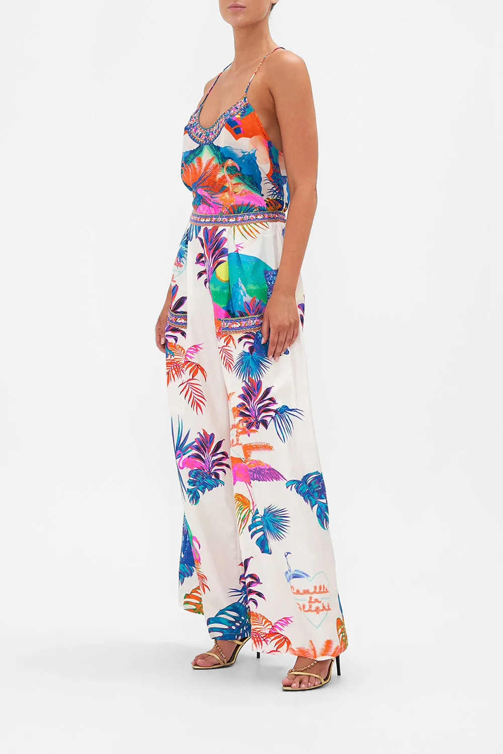 WIDE LEG TROUSER WITH FRONT POCKETS FLAMENCO FLAMINGO