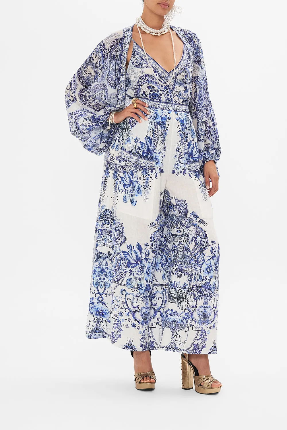WIDE LEG TROUSER WITH FRONT POCKETS GLAZE AND GRAZE
