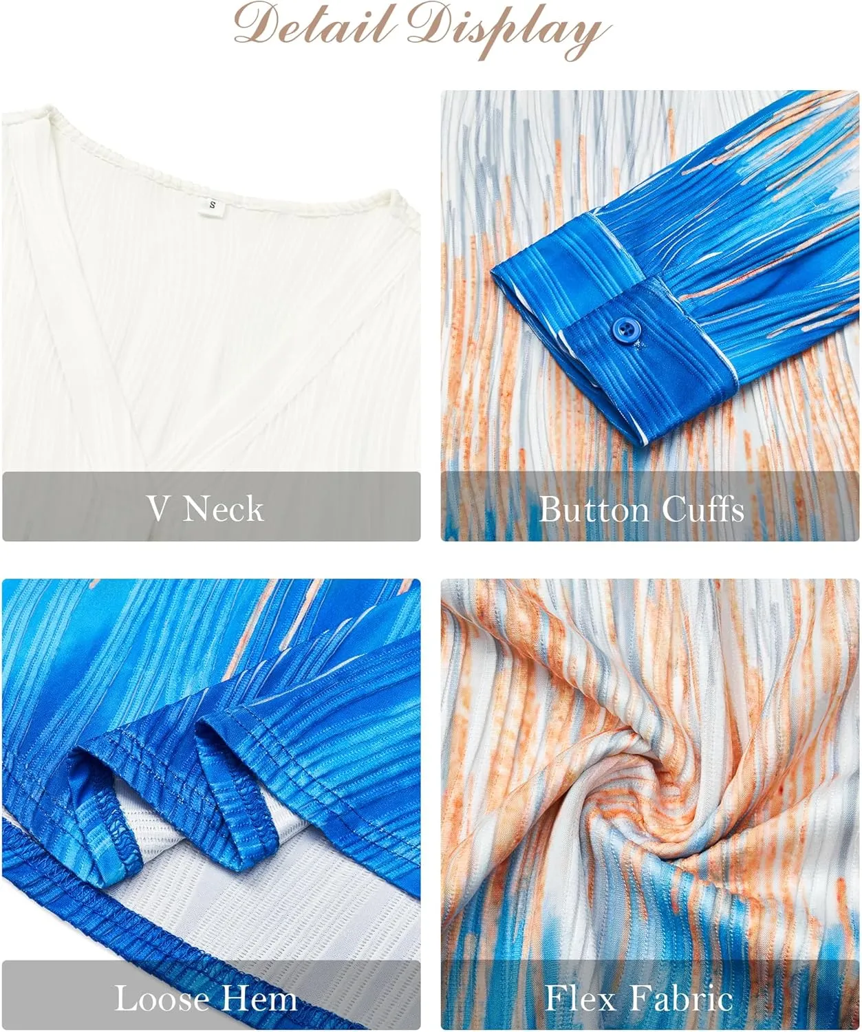 Womens 3 4 Sleeve Blouse Long Sleeve Business Casual Tunic Tops V Neck Work Tops Textured Dressy Casual Shirts