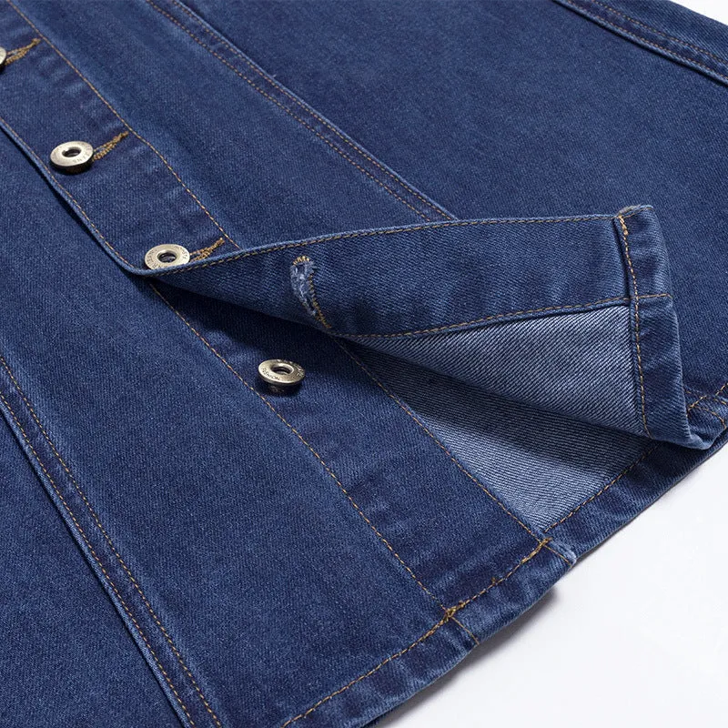 Women’s High-Waist Buttoned Denim A-Line Skirt – Casual Summer Style
