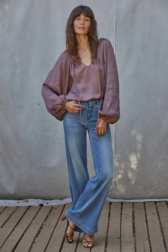 Women's L/S Satin Tie Neck Blouse (Available In 3 Color Choices)