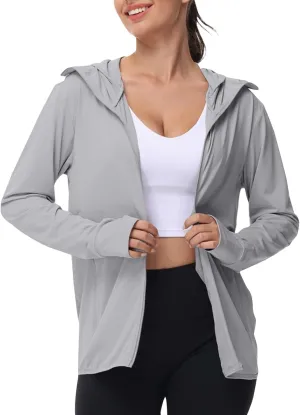 Women's UPF 50  Sun Protection Shirts SPF Jacket UV Cooling Hoodie Long Sleeve Summer Clothing for Outdoor Hiking
