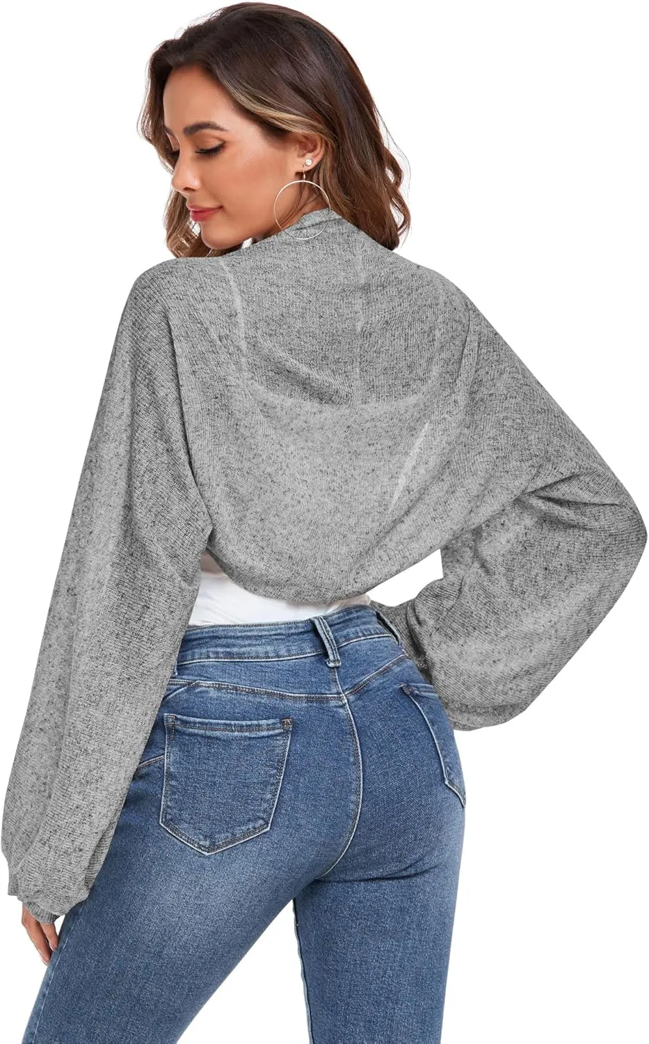 ZAFUL Women's Sheer Shrug Y2K Long Sleeve Cardigans 2025 Irregular Tie Front Bolera